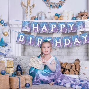 Pancarta <span class=keywords><strong>de</strong></span> Cumpleaños con Diseño <span class=keywords><strong>de</strong></span> Copos <span class=keywords><strong>de</strong></span> Nieve, Decoración para Fiestas <span class=keywords><strong>de</strong></span> Invierno, Navidad y Cumpleaños - Product Image 3