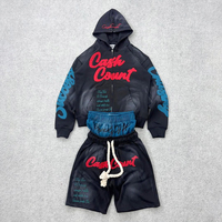 Ensemble de survêtement pour homme DCY, ensemble de survêtement en coton personnalisé, sweat à capuche et short, sweat à capuche délavé avec patch personnalisé, fabricant sur mesure, gris, deux pièces