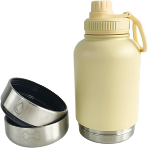 Bouteille d'eau portable 3-en-1 en acier inoxydable de 32 oz, écologique et élégante, avec 2 gamelles pour animaux de compagnie, personnalisable avec logo gratuit - Product Image 3