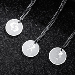 Nuevo Collar de Acero Inoxidable de Alto Brillo con Moneda de Horóscopo Pequeña, Estilo Cadena de Moda con Baño de Oro, Venta al por Mayor 2024 - Product Image 2