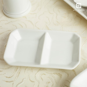 Bol à condiments en porcelaine rectangulaire avec compartiments-Vaisselle pour plats de trempage et de service Horeca Vietnam Factory - Product Image 4