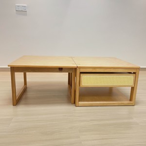 Juego de mesa de centro simple de doble capa ajustable en altura, nuevo tipo de mesa de té plegable de madera maciza - Product Image 2