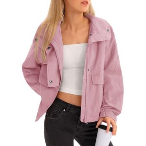 Chaqueta Corta para Mujer con Cierre, Ligera, con Capucha y Bolsillos, Resistente al Viento, para Uso en Exteriores - Product Image 1