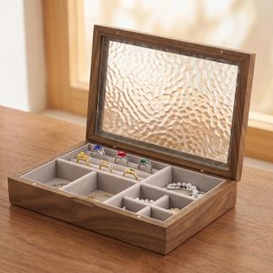 Scatola Portagioie in Legno Personalizzata, Fatta <span class=keywords><strong>a</strong></span> Mano con Fodera in Velluto, Organizzatore per Orecchini e Bracciali, Cofanetto Portaoggetti - Product Image 1