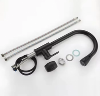 Keran Dapur Stainless Steel Hitam Doff Model High Arc Pull Down Sprayer Tuas Tunggal Lubang Tunggal Pemasangan di Dek Fungsi Ganda