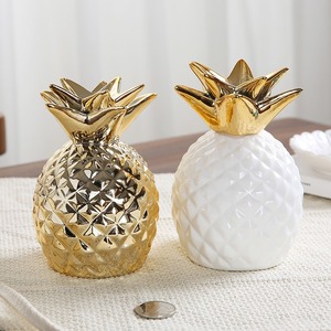 Tirelire Ananas Doré Tendance en Céramique, Ornement Créatif pour Décoration <span class=keywords><strong>de</strong></span> Bureau à Domicile - Product Image 1