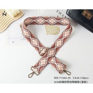 5Cm <b>Webbing</b> Bag Strap Checkered Coffee Pattern With Metal Hooks For Handbag - Product Image 3