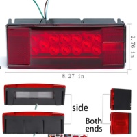 Feux de remorque rectangulaires à profil bas submersibles IP67 gauche/droite, kit de feux arrière LED 12V SAE pour remorque (feux de stop, clignotants, feux de positionnement)