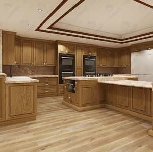 Ensemble de meubles de cuisine modernes et minimalistes avec îlot, finition gris mat, plan de travail en quartz blanc, design sans poignées - Product Image 6