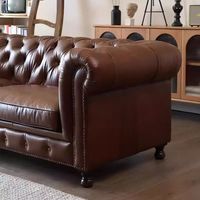 Hochwertiges Amerikanisches Retro-Sofa in Schokoladenbraun, Chesterfield-Stil, Echtes Leder, Modernes Ecksofa, 3-Sitzer, Umweltfreundlich, für Wohnzimmer