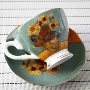 Van Gogh Oil Painting Sunflower 15pcs Vintage Coffee and <b>Tea</b> <b>Set</b> Classic Bone China Floral Cups Creamer Sugar <b>Tea</b> <b>Pot</b> <b>Set</b> - Product Image 4