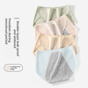Culottes menstruelles ODM&OEM pour femmes en coton modal uni, taille mi-haute, antibactériennes, anti-fuites, avec logo à la taille - Product Image 1