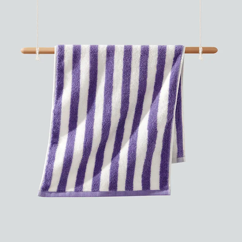 Toalla de playa de baño de mano con cara de baño teñida de hilo de lujo de secado rápido a rayas de algodón 100% de calidad superior personalizada
