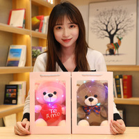 Vente en gros 18cm 28cm ours en peluche jouet avec coeur rouge amour et lumière LED animaux en peluche jouets en peluche