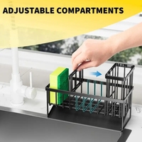 Support de rangement pour évier de cuisine en métal moderne pour outils de nettoyage, y compris l'organisation et le rangement des éponges