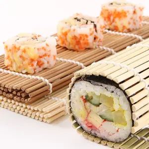 Tikar Sushi penggulung bundar bambu hijau 24cm 27cm