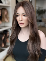 Cheveux humains vierges européens alignés sur les cuticules, avec dessus en dentelle HD invisible # 4/ # Perruque complète en dentelle balayage 27 pour femmes souffrant de perte de cheveux