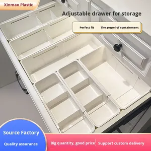 PP Rectangle Drawer <strong>Storage</strong> <strong>Box</strong> Retractable Adjustable Divider <strong>Stackable</strong> 1L Capacity for Kitchen Utensils Desktop Cosmetics - Product Image 4