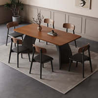 Table et chaises de salle à manger rectangulaires en bois massif de style français, adaptées aux salles à manger domestiques, aux hôtels, aux villas et aux appartements