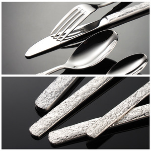 Set di posate in acciaio inossidabile 304 martellato con Texture di pietra manico coltello forchetta cucchiaio ristorante Hotel <span class=keywords><strong>argenteria</strong></span> - Product Image 4