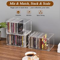 Boîte de rangement pour CD en acrylique transparent avec porte magnétique, organisateur de CD étanche à la poussière et présentoir pour boîtiers de CD, capacité de 40 CD