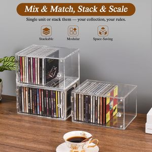 Boîte de rangement pour <span class=keywords><strong>CD</strong></span> en acrylique transparent avec porte magnétique, organisateur de <span class=keywords><strong>CD</strong></span> étanche à <span class=keywords><strong>la</strong></span> poussière et présentoir pour boîtiers de <span class=keywords><strong>CD</strong></span>, capacité de 40 <span class=keywords><strong>CD</strong></span> - Product Image 5