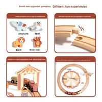 Ensemble de train de cirque en bois écologique avec figurines d'animaux et maître de cérémonie pour enfants - Jouet éducatif Montessori pour les tout-petits de 3 ans et plus