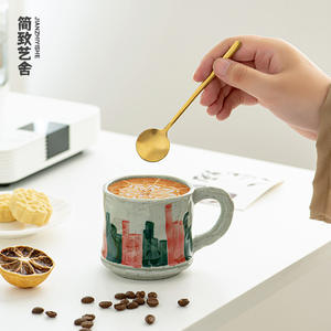 Tasse à café originale peinte à la main, tasse en terre cuite rétro japonaise, tasse à café en céramique de haute qualité - Product Image 4