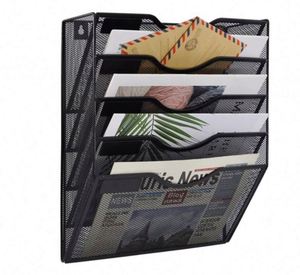 5 Pocket Mesh Hanging Wall <b>File</b> <b>Organizer</b> Wall Mounted Mail Paper Document Folder Holder Storage Organization Magazine Rack - Product Image 1