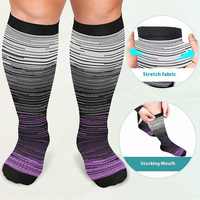 Chaussettes de Compression Grande Taille Femmes Hommes Mollet Large 20-30 Mmhg Extra Large Genou Haute Chaussette de Compression