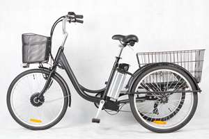 Bicicleta de carga eléctrica de 24 pulgadas, triciclo eléctrico de 250W-500W, bicicleta eléctrica caliente con cesta grande, bicicleta de entrega de comida rápida para expreso - Product Image 2
