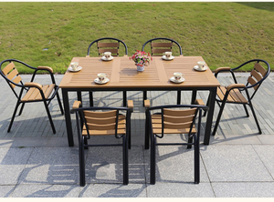 Conjunto de Muebles de Comedor Modernos para Exteriores, Mesa Rectangular de Metal y Banco, Asientos para Patio y Jardín - Product Image 3