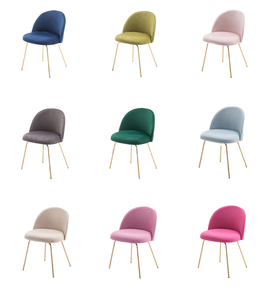 เก้าอี้รับประทานอาหารกำมะหยี่สีม่วงดำชมพูเขียวทันสมัยพร้อมขาสีทอง - เฟอร์นิเจอร์รับประทานอาหารสุดหรู - Product Image 1