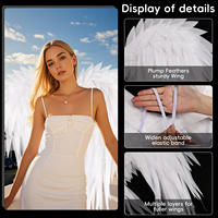 Ailes d'ange et de démon blanches, grandes, pour adulte, en plumes classiques, accessoire photo, décoration pour fête d'Halloween et performance