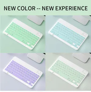 Mini teclado bt para tablet, teclado e mouse espanhol recarregável para celular e laptop sem fio teclado de luz de fundo