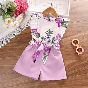 Trendy 3 4 5 6 Years Old Age Luxury Toddler Girl Clothes Summer 2023 Baby Girl Kids Clothing Sets Floral Children's Clothing