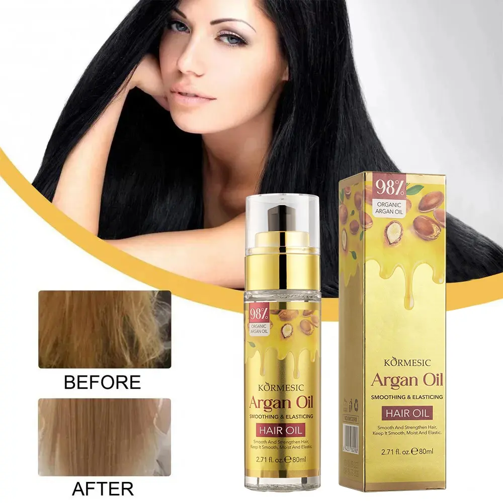 KORMESIC Hair cosmétique type d'huile capillaire réparation cheveux abîmés marque privée huile d'argan maroc