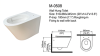 WC mural compact en céramique avec siphon en P 180 mm, fixation arrière, gain de place, blanc, équipement sanitaire