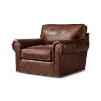 Canapé convertible classique rétro pour salon, ensemble de canapés sectionnels de luxe en cuir, avec accoudoirs roulés en cuir, pour hôtel et maison