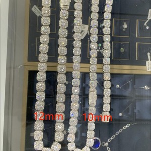 Moissanite Tennis Chain 10mm S925 Silver Cuban Chain Men's Jewelry Everyday Wear - Product Image 1
