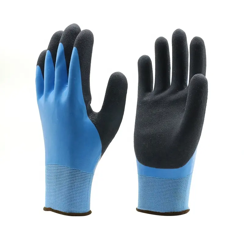 Double Latex Sandy Coated Work Safety Waterproof Women Hand Protect Winter Gloves
