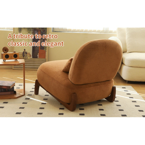 Modern Cute Accent Chair Solid Wood Legs Velvet Electric Ergonomic Soft Cushion Cozy Bedroom Chair Comfy Armless Reading Chair - Product Image 6