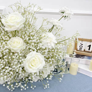 DKB ดอกไม้ประดิษฐ์ทำจากผ้าไหมสีขาวคุณภาพสูงออกแบบได้ตามต้องการดอกไม้สำหรับงานแต่งงาน - Product Image 5