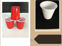 Gobelets jetables en plastique PS bicolores de 2 oz, classiques rouge et blanc, de qualité alimentaire, empilables pour événements de dégustation et services d'échantillons