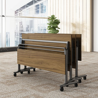 Ensemble table et chaises de réunion de bureau modernes et simples, table de formation longue pliable avec roulettes pour la formation et les discussions du personnel scolaire