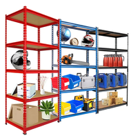 Estantería de Almacenamiento Vertical de Acero de 5 Niveles con Ranuras para Remaches, Ensamblable, Ajustable, con Recubrimiento Antióxido, para Uso Comercial y Doméstico