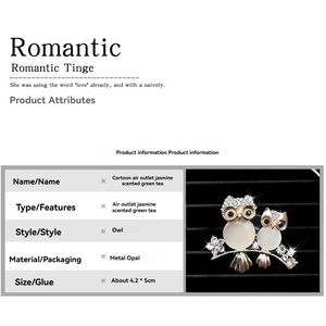 Ambientador de coche con diseño de búho de diamantes brillantes para rejilla de ventilación, difusor de fragancia sólido para coche - Product Image 5