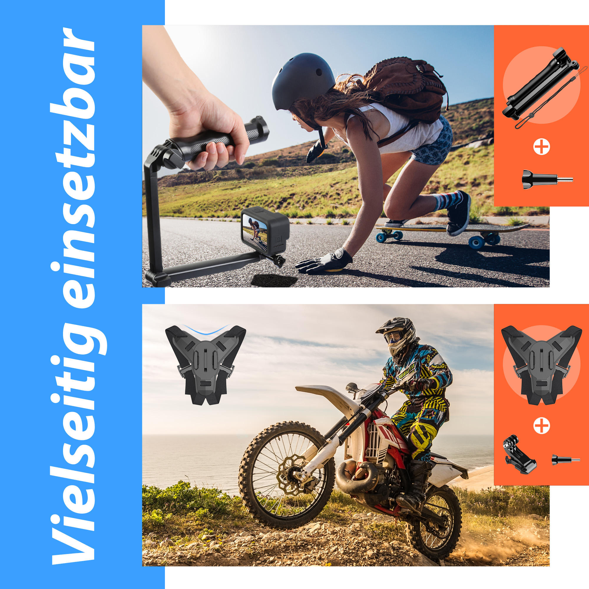 Sport Camera Accessories Kits Suitable for GoPro Accessories 65 In-1 Set Insta DJI Cycling Stand Chest Head with Phone Clip Set