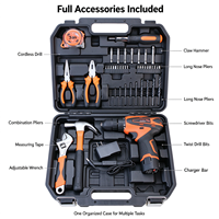 Kit d'outils de réparation quotidienne pour la maison, perceuse sans fil au lithium, 46 pièces