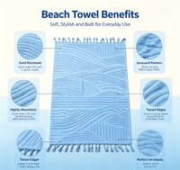 Wholesale Custom High-quality 100% Cotton Absorbent Skin-friendly Sand-proof Jacquard Eco-Friendly Double Sided Beach Towel